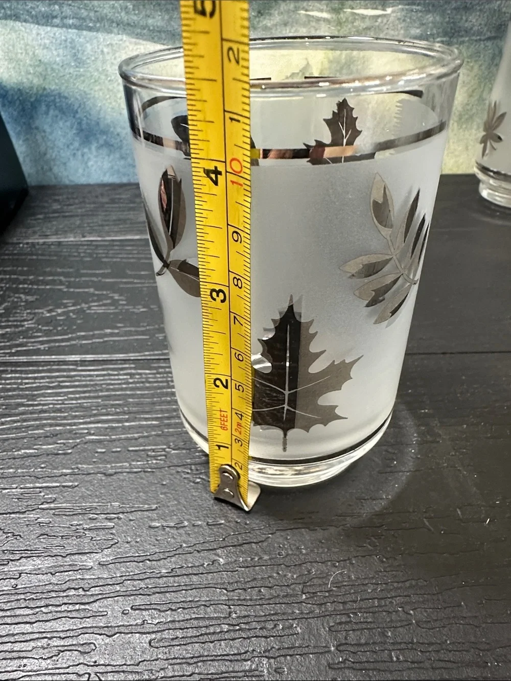 Vintage MCM 1960,s Libbey Frosted Silver Leaf 4.5 Inch Tumbler -Set of 8